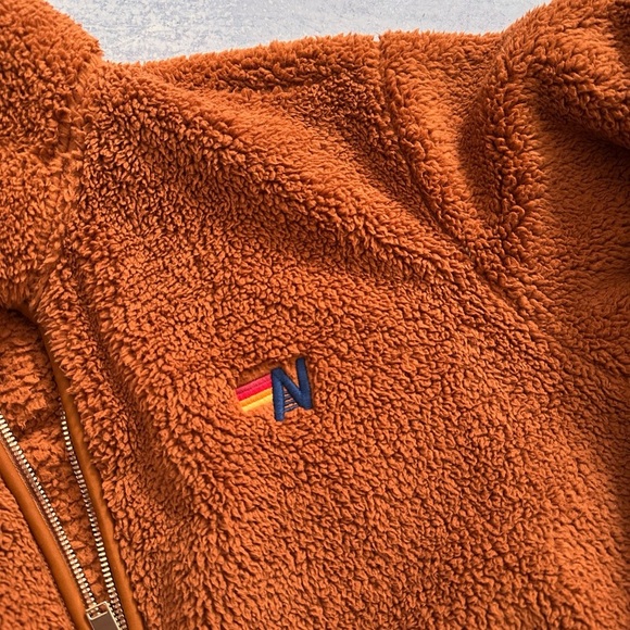 Aviator Nation Teddy Unisex Half Zip Jacket Whiskey - Picture 5 of 6
